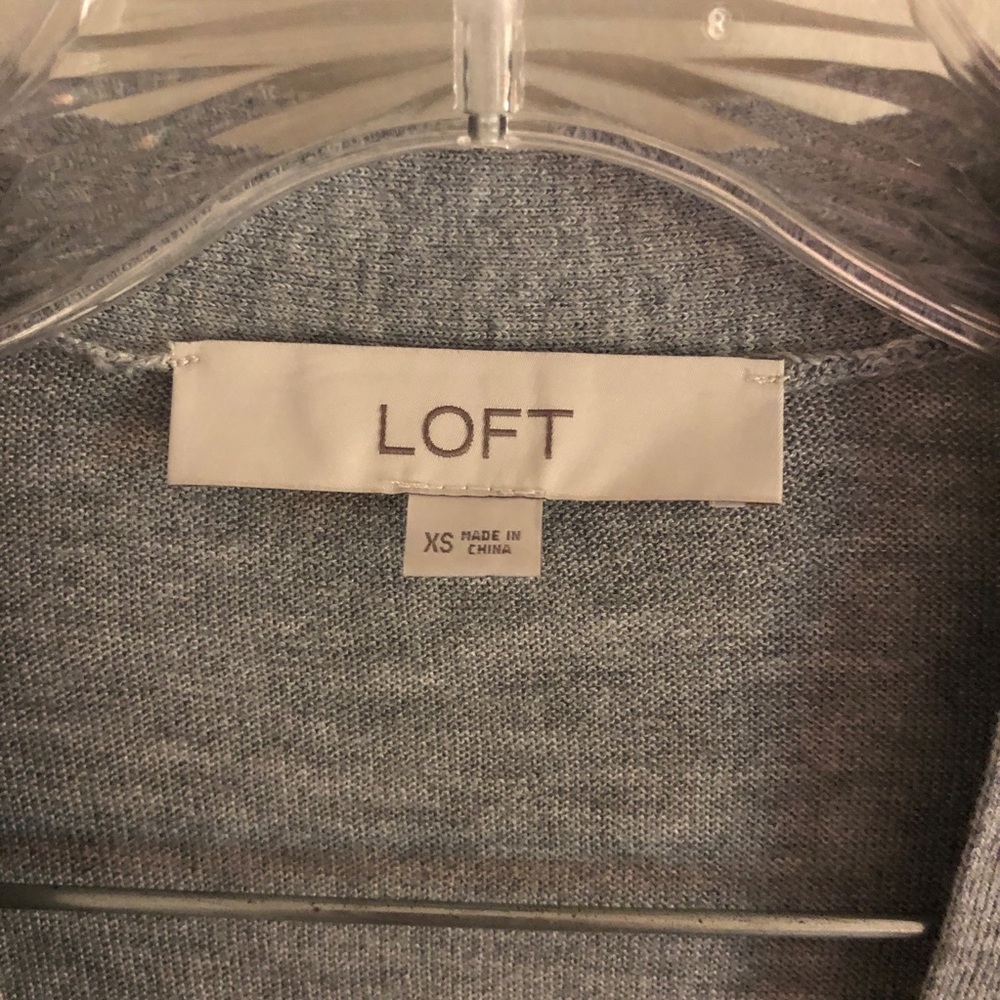 LOFT Long Gray V-Neck Wool Blend Cardigan Sweater - Picture 5 of 6